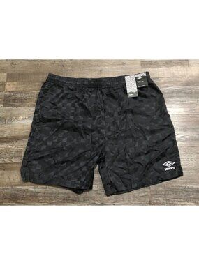 Umbro Mens XL Black Checked Nylon Soccer Shorts New with Tags